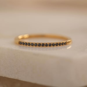 Black Onyx Ring Black Stone Ring for Women Eternity Gemstone Ring Birthday Gift for Her Minimalist Stacking Band Black Diamond Ring Stacking
