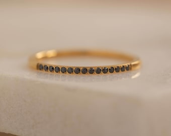 Black Onyx Ring Black Stone Ring for Women Eternity Gemstone Ring Birthday Gift for Her Minimalist Stacking Band Black Diamond Ring Stacking