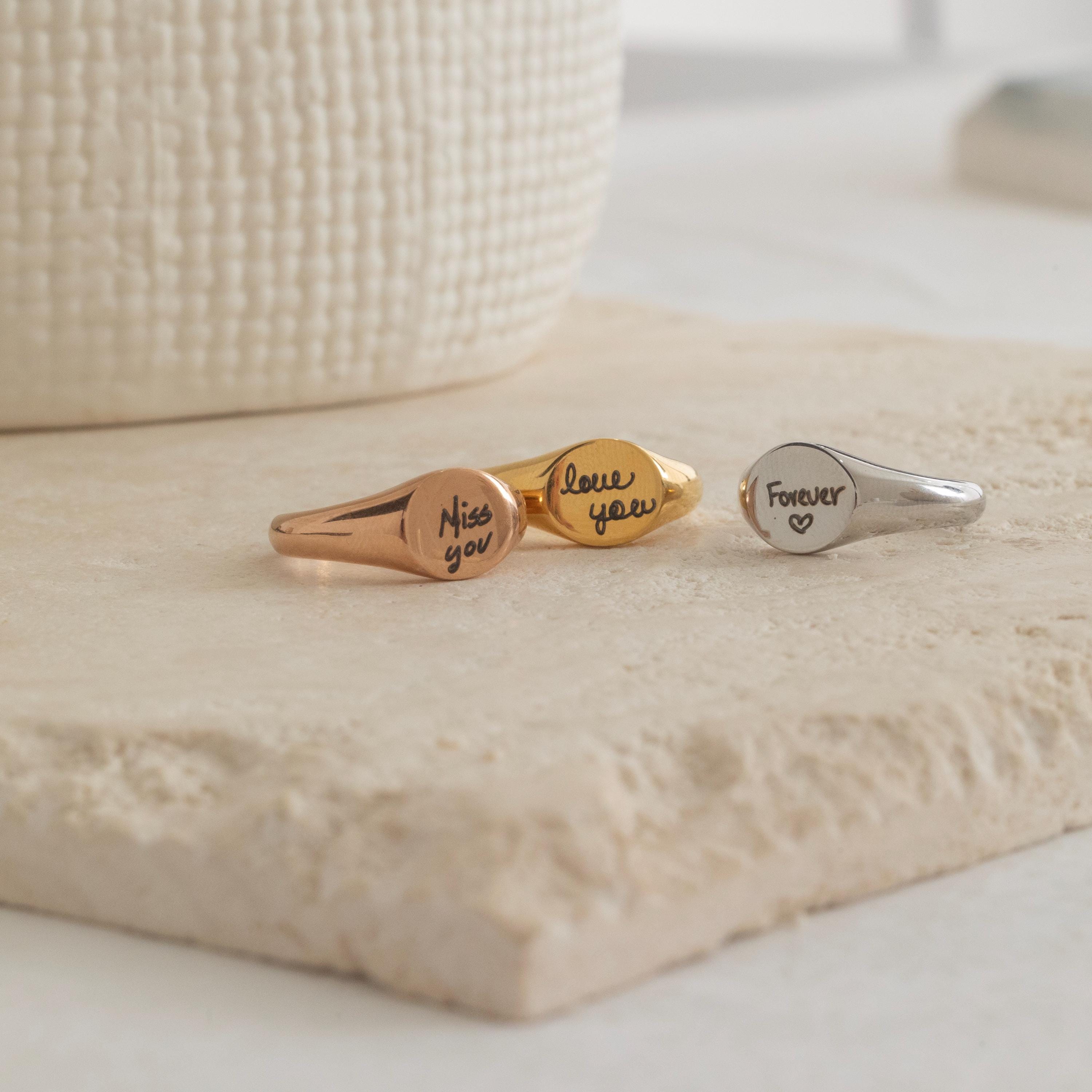 Handwriting Signet Ring, Engraved Signature Ring, Custom Memorial ...
