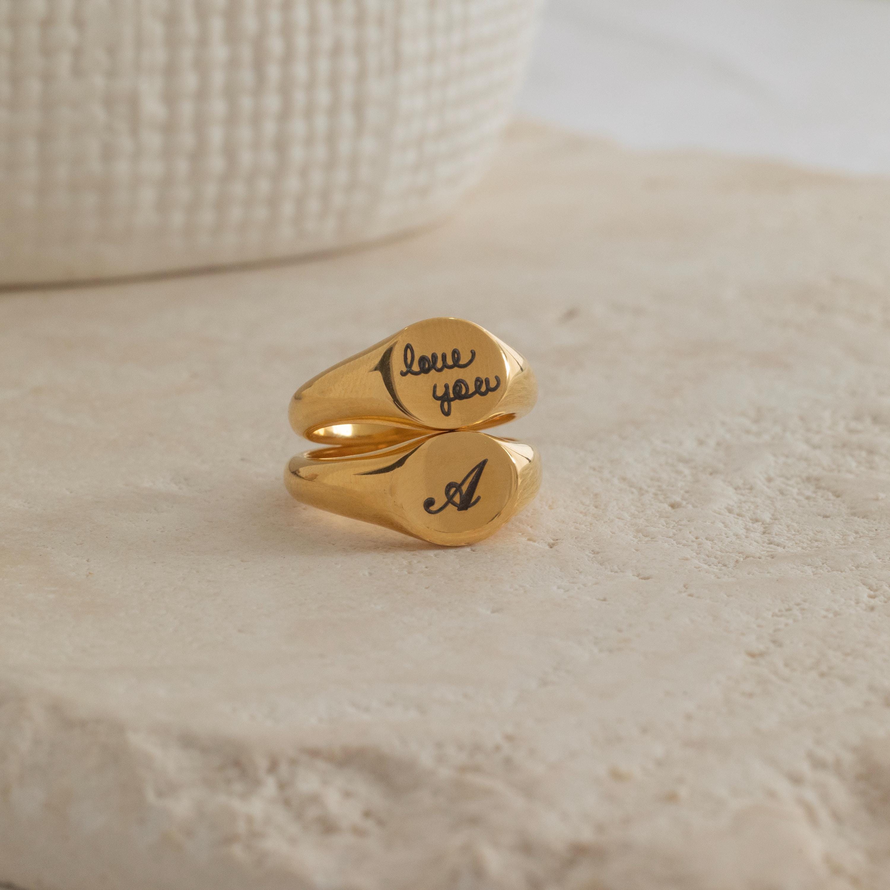 Handwriting Signet Ring, Engraved Signature Ring, Custom Memorial ...