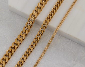 Gold Filled Curb Chain Necklace  • Waterproof Cuban Thick Curb Link Jewelry •  Curb Chunky Jewelry Christmas Gift