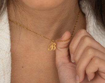 Script Initial Necklace, Personalized Letter Charm, Custom Name Jewelry, Everyday Necklace, Custom Initial Charm Necklace, Christmas Gift