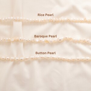 Wedding Pearl Choker Dainty Fresh Water Pearl Necklace White Pearl Choker Rice Pearl Necklace Button PearlLayering Necklace Baroque Pearl image 2