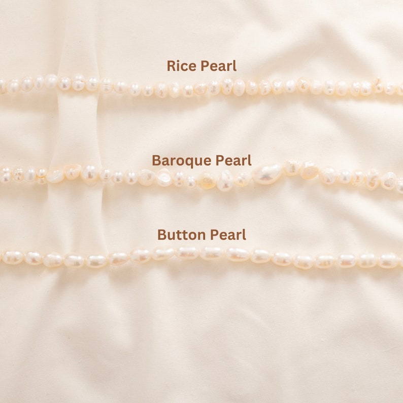 Wedding Pearl Choker Dainty Fresh Water Pearl Necklace White Pearl Choker Rice Pearl Necklace Button PearlLayering Necklace Baroque Pearl image 2