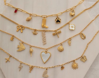 Bauen Sie Ihre eigene benutzerdefinierte Charm Halskette für Frauen, wählen Sie Ihren Charms, Sommer Charm Halskette, Vintage klobige Halskette, WASSERDICH Schmuck Geschenk