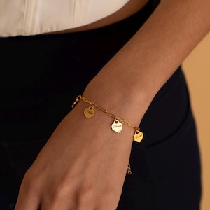 Pulsera delicada con dije de corazón personalizado, nombre, pulsera de corazón personalizada, pulsera familiar, colgantes de amor con nombres, pulsera personalizada para mamá, regalo con letras