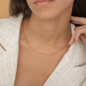 Sideways Initial Necklace, Gold Letter Jewelry, Christmas Gifts for Mom, Bridesmaid Gift for Her, Custom Necklace Initial Jewelry for Wife