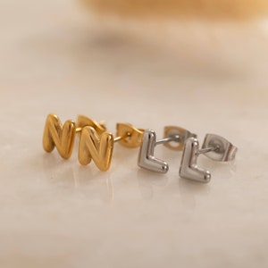 Pendientes con letras de globo, joyería de burbujas personalizada, pendientes sin deslustre para mujer, pendientes con letras personalizadas para todos los días, joyería hecha a mano para mamá