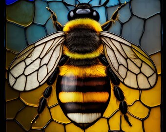 Bee beautiful bumblebee stained glass png sublimation digital design download wreath sign wind spinner cutting board image