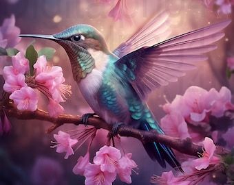 Hummingbird and flowers spring png sublimation digital design download wreath sign wind spinner cutting board shadow box image