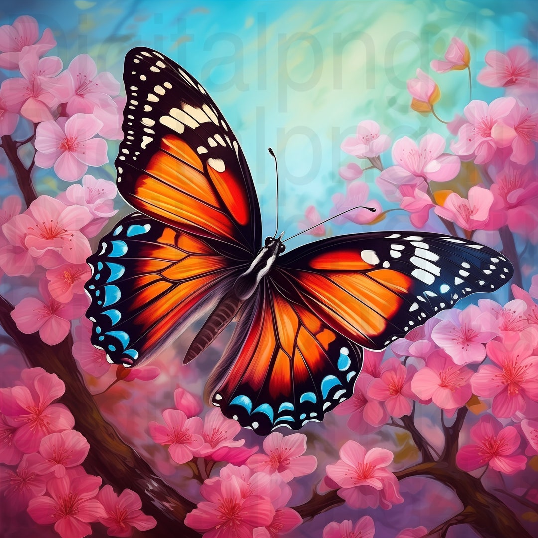 Butterfly and Flowers Spring Png Sublimation Digital Design Download ...