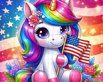 unicorn colorful patriotic PNG sublimation digital design download cute unicorn image unicorn tumbler design unicorn PNG file