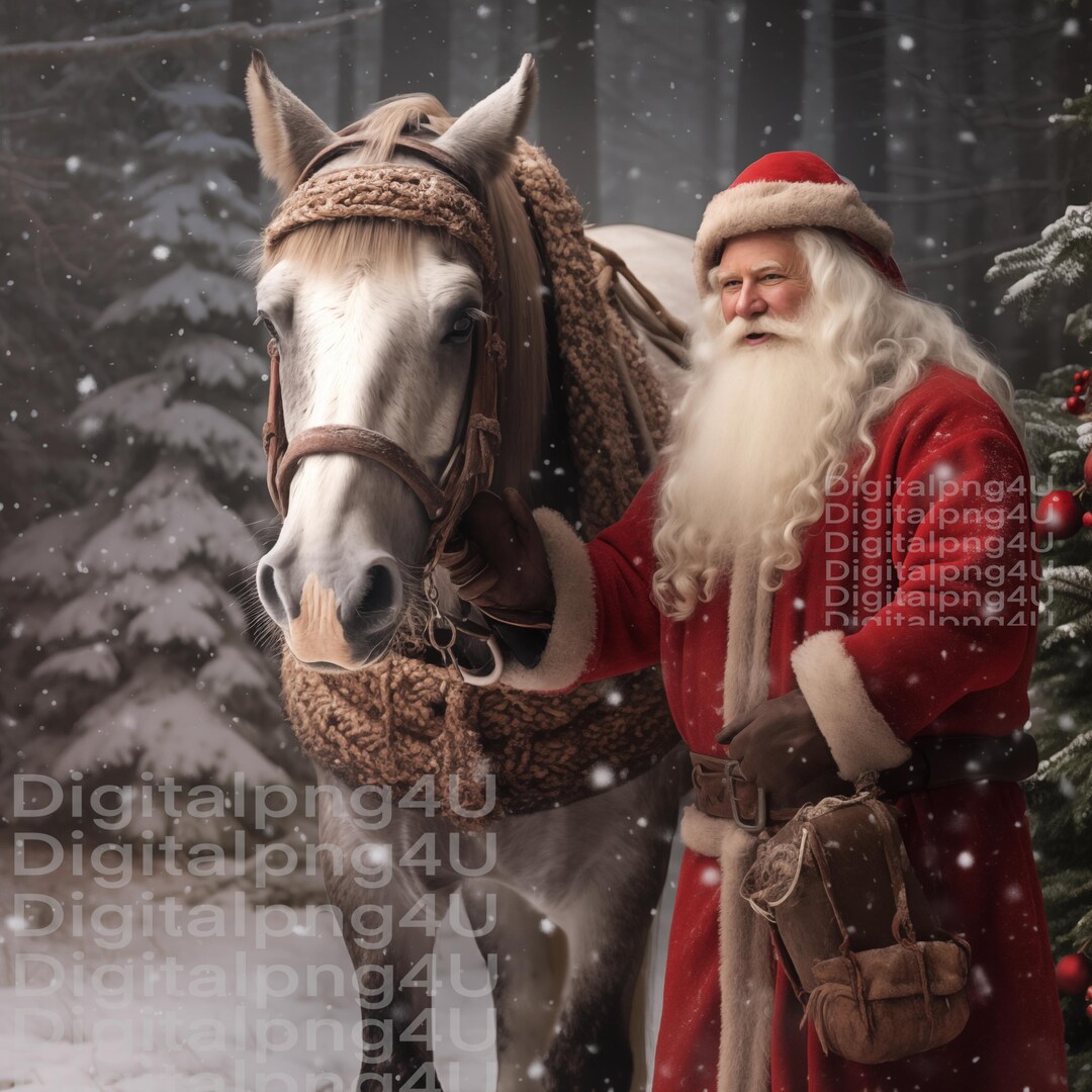 Santa and Horse Christmas Winter PNG Sublimation DIGITAL DESIGN ...