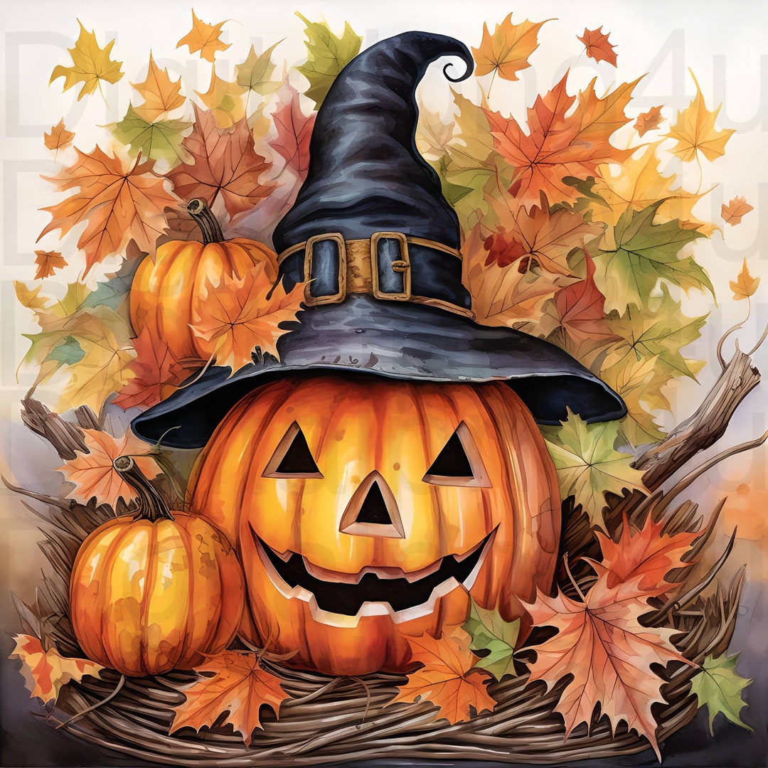 Pumpkin Jack O Lantern Witch Fall Halloween Png Sublimation Digital ...