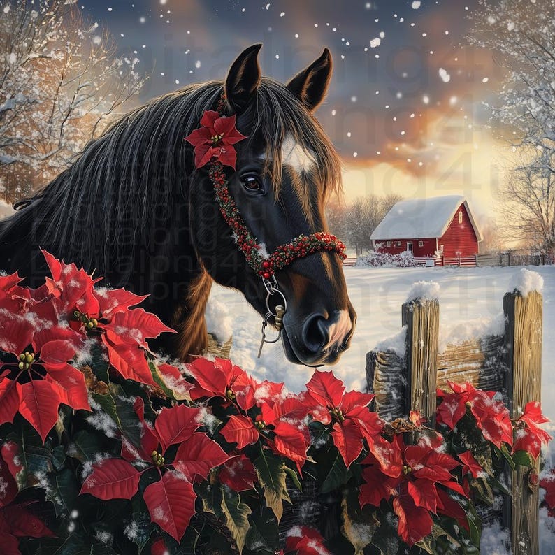 Horse Christmas Winter Farm Western PNG Sublimation DIGITAL DESIGN ...