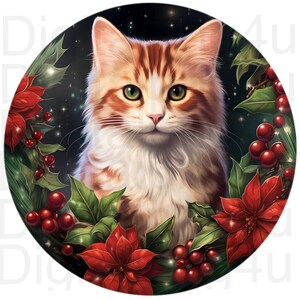 Gato Natal redondo download de design digital de sublimação png