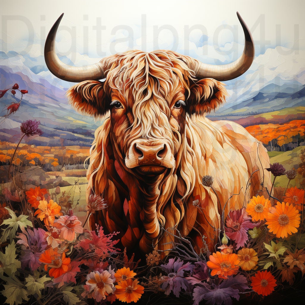 Highland Cow Fall Png Sublimation Digital Design Download Wreath Sign ...