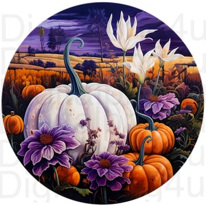 Pumpkins fall autumn round png sublimation digital design download wreath sign wind spinner cutting board image