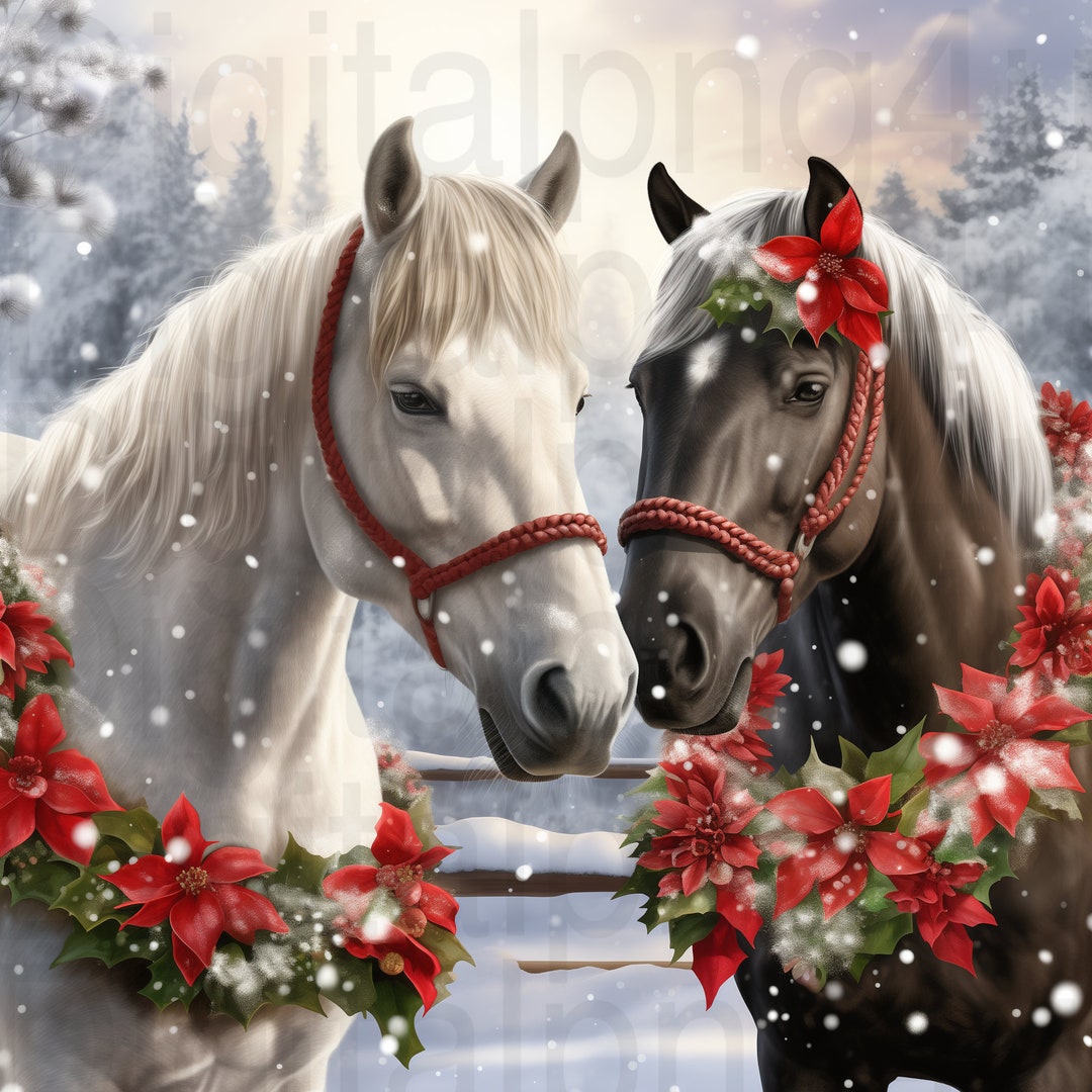 Horse Winter Christmas Png Sublimation Digital Design Download Wreath ...