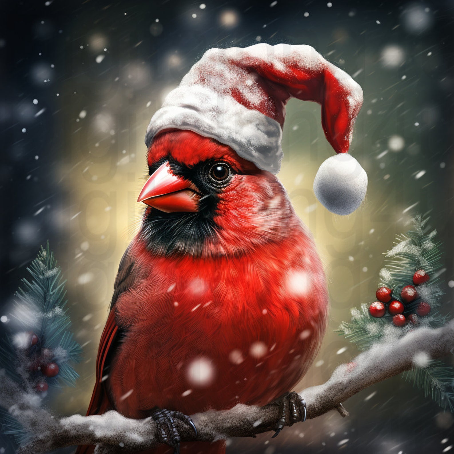 Cardinal Wearing a Santa Hat Christmas Png Sublimation Digital Design ...