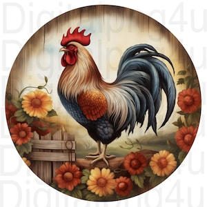 Gallo rotondo png sublimazione design digitale download ghirlanda cartello girandola tagliere immagine bellissimo gallo png
