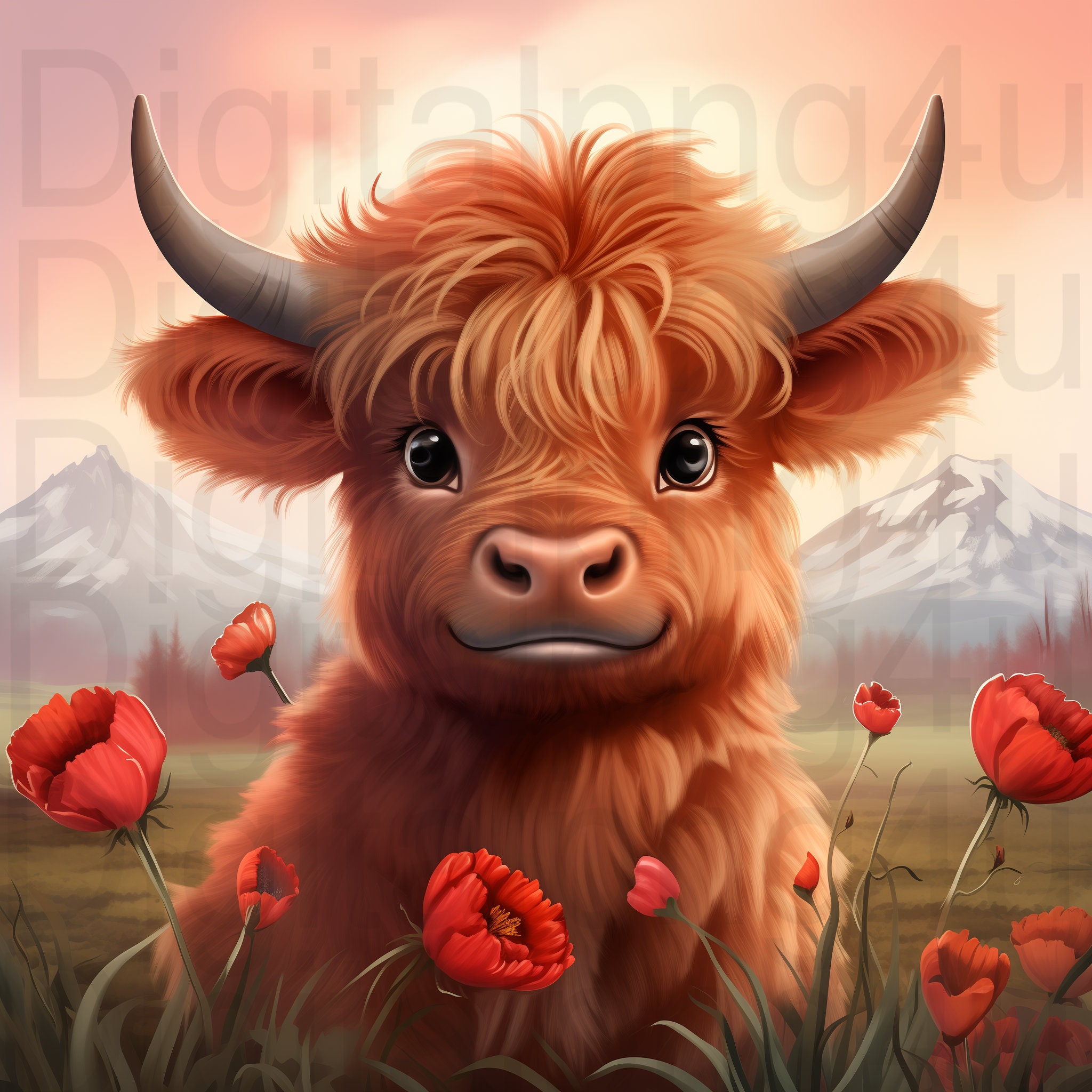 Cow Cute Baby Highland Cow Png Sublimation Digital Design Download ...