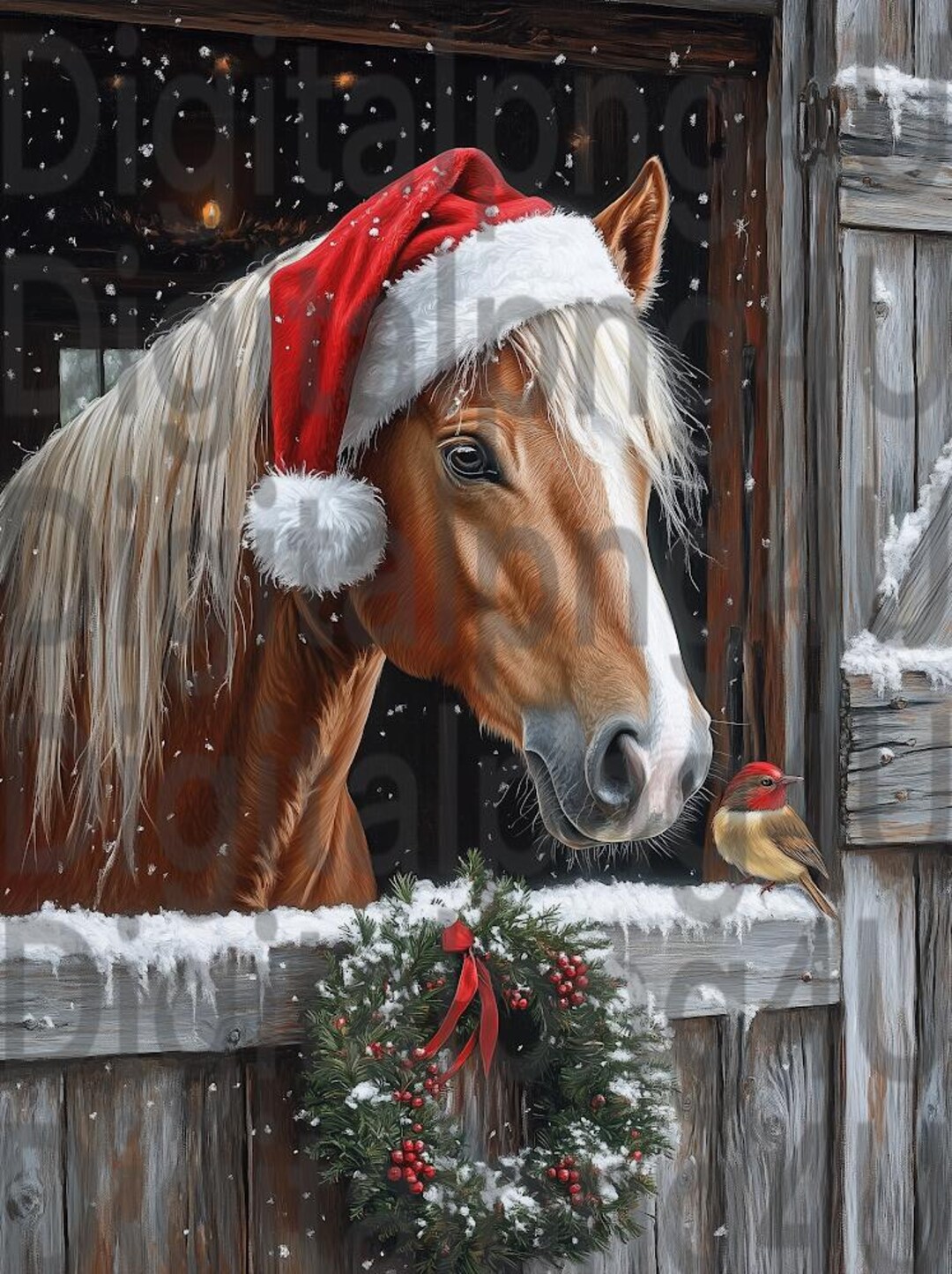 Horse and Bird Christmas Winter PNG Sublimation Digital Design Download ...