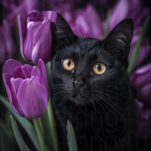 gato preto e flores png sublimação design digital download sinal de guirlanda girador de vento tábua de corte caixa de sombra imagem png