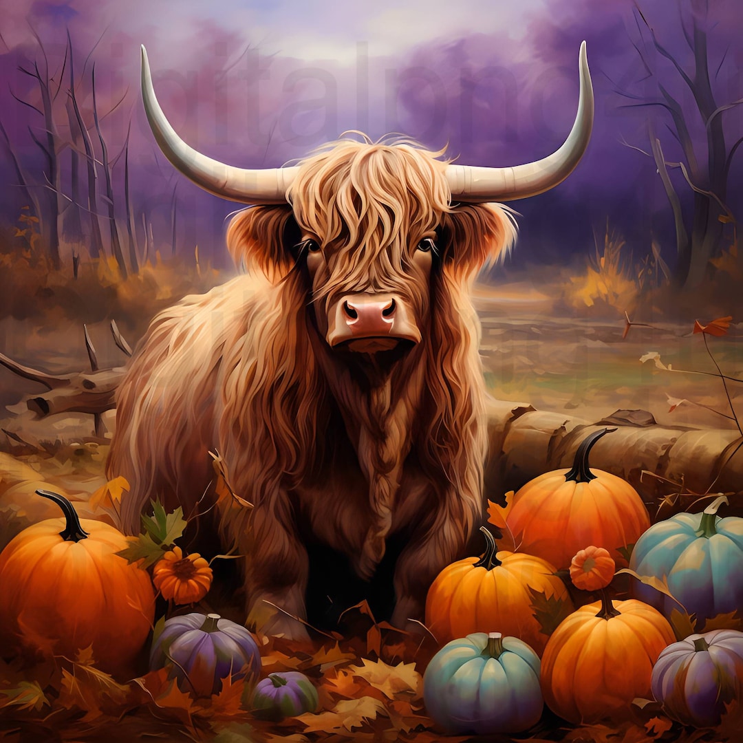 Highland Cow Fall Png Sublimation Digital Design Download Wreath Sign ...