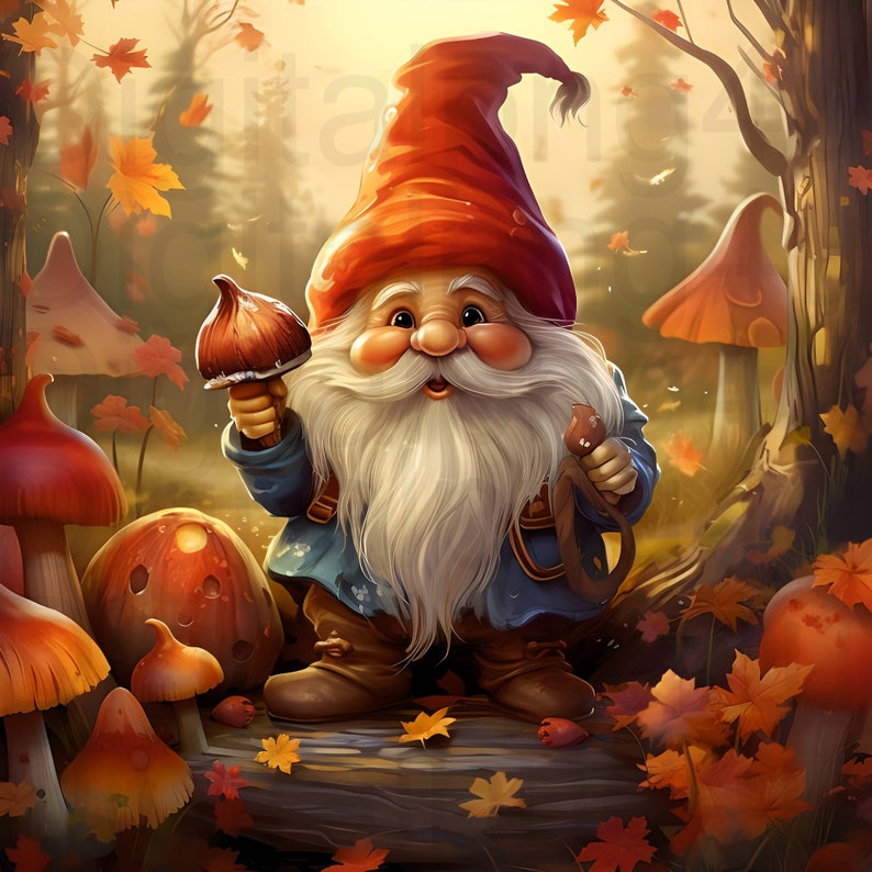 Gnome fall png sublimation digital design download wreath sign image 1