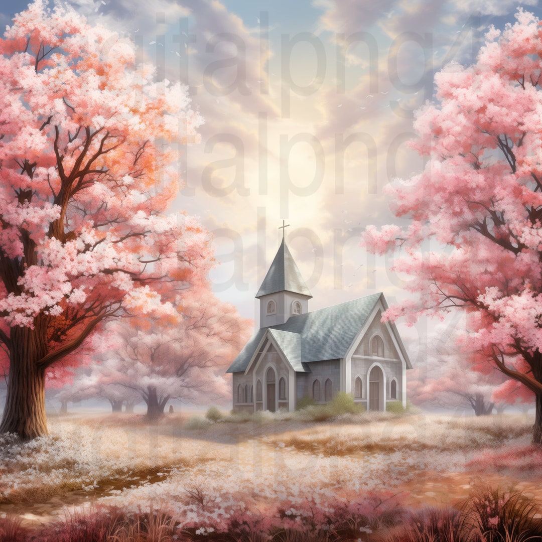 Church Png Beautiful Spring Church Png Sublimation Digital Design ...