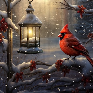 Cardinal Winterszene Weihnachten png Sublimation digitales Design Download Kranz Zeichen Windspiel Schneidebrett Bild Christmas Ornament PNG