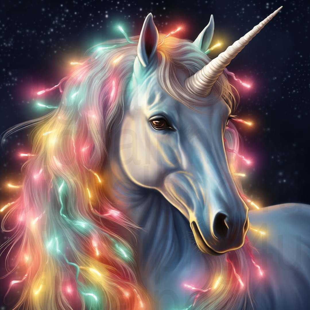 Unicorn and Lights Colorful Png Sublimation Digital Design Download ...