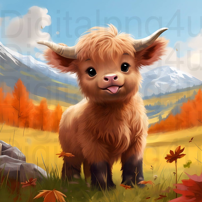 Baby Highland Cow Cute Png Sublimation Digital Design Download Wreath ...