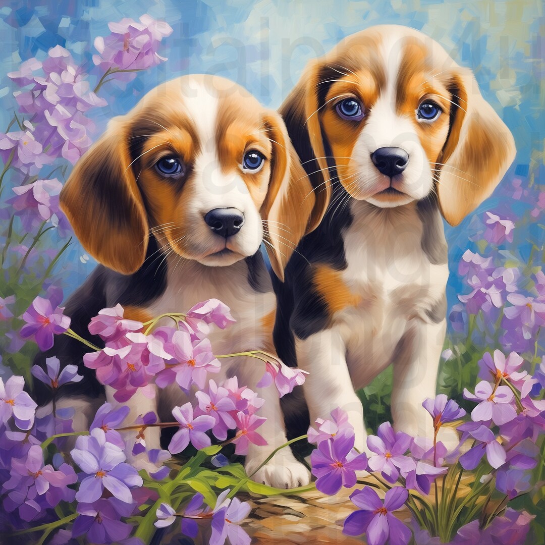 Beagle and Flowers Spring Png Sublimation Digital Design Download ...