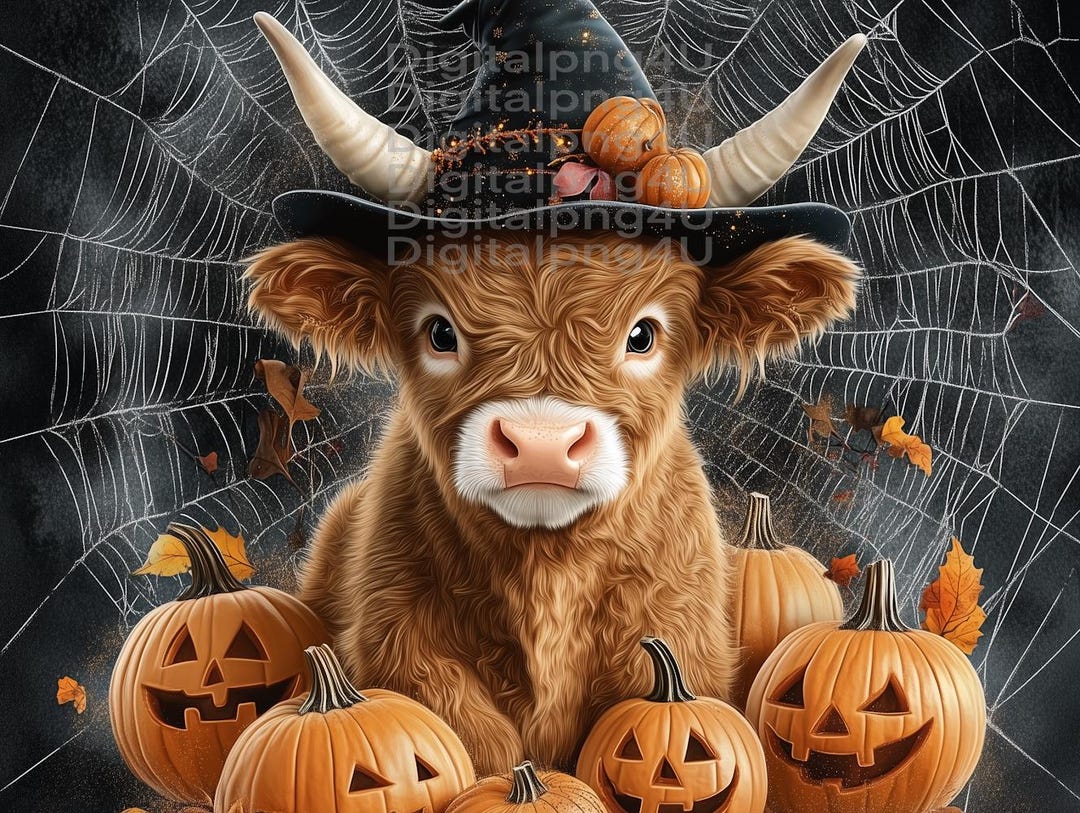 Cow Halloween Fall PNG Sublimation DIGITAL DESIGN Download Wreath Sign ...