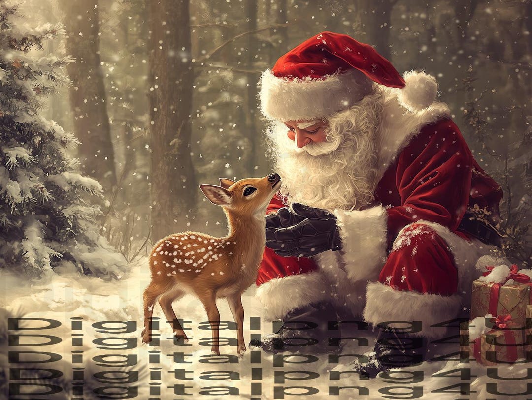 Santa and Deer Christmas Winter PNG Sublimation DIGITAL DESIGN Download ...