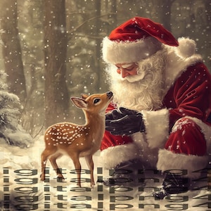 Babbo Natale e cervi Natale inverno PNG sublimazione DESIGN DIGITALE download ghirlanda cartello girandola tagliere bicchiere immagine png