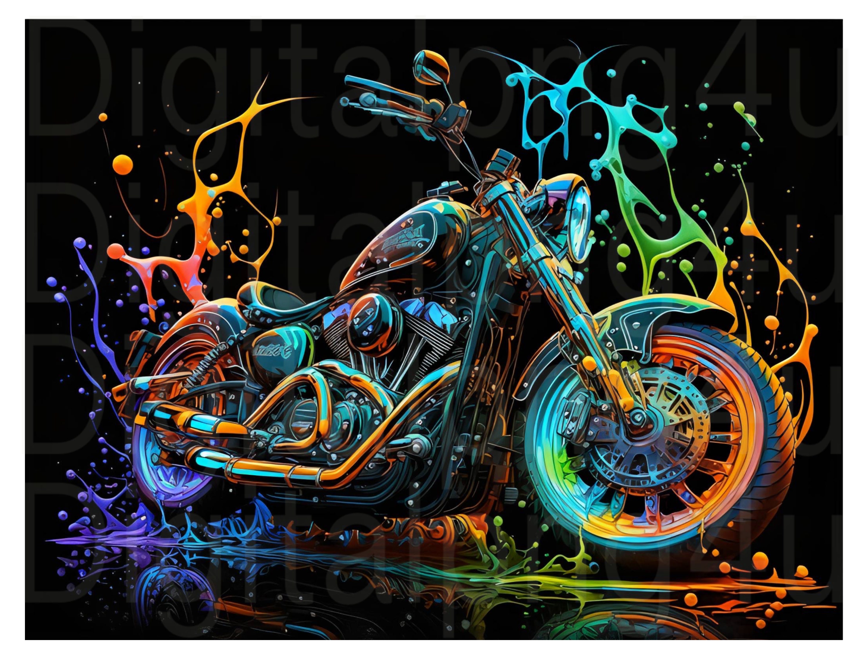 Motorcycle Background Subtle Motorcycle Colorful With a Black Background Png Sublimation Digital ...