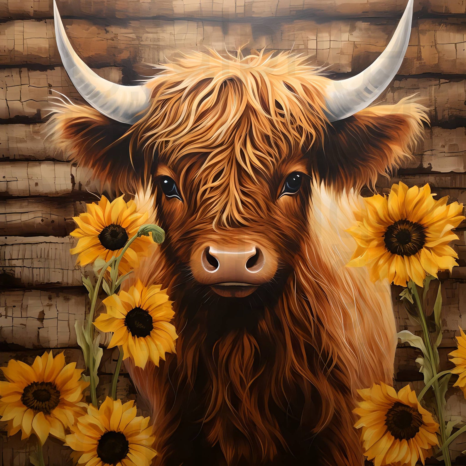 Highland Cow and Sunflowers Fall Png Sublimation Digital Design ...