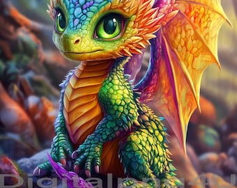 dragon cute colorful dragon PNG sublimation DIGITAL DESIGN Download wreath sign wind spinner cutting board tumbler cup image png