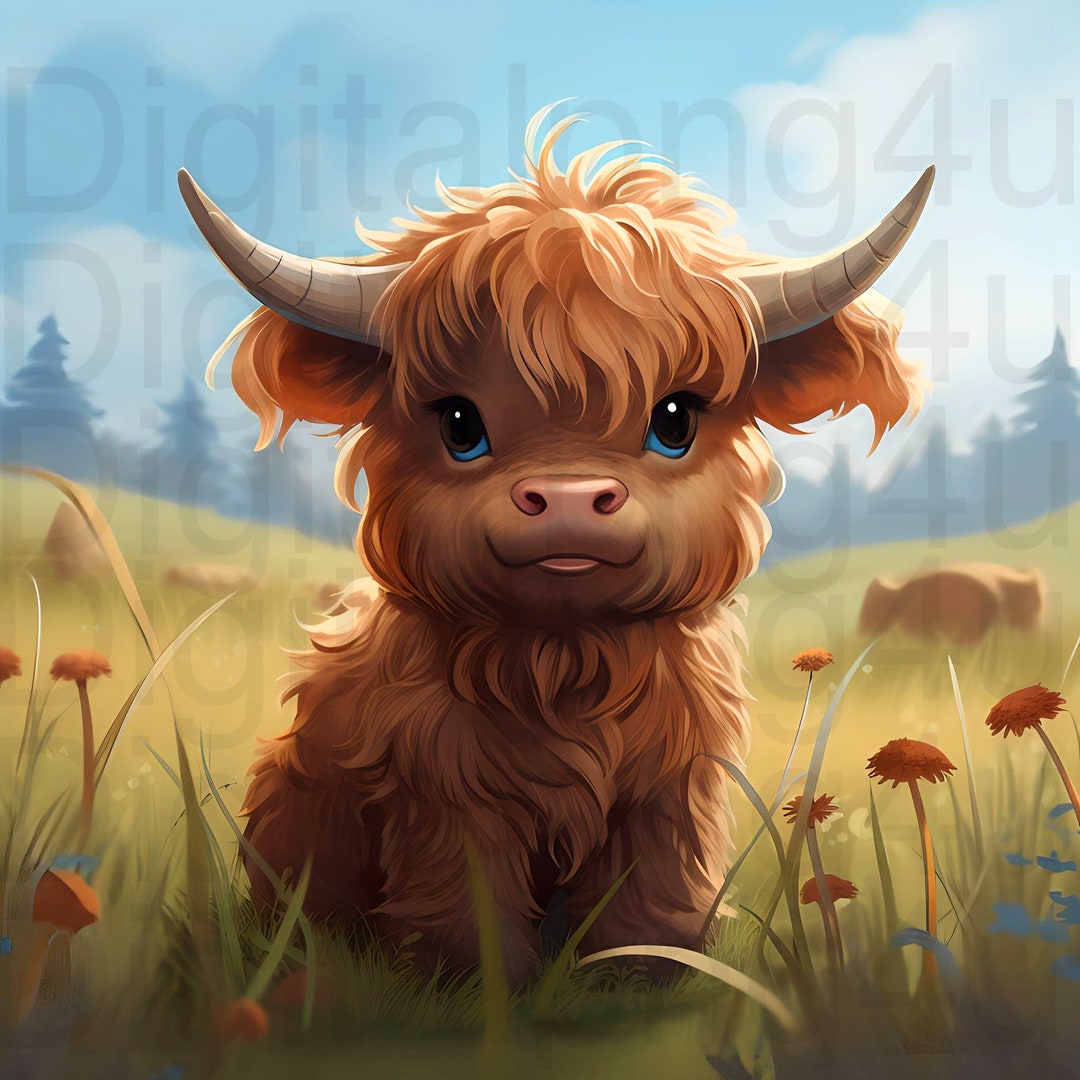 Baby Highland Cow Png Sublimation Digital Design Download Cute Kids ...