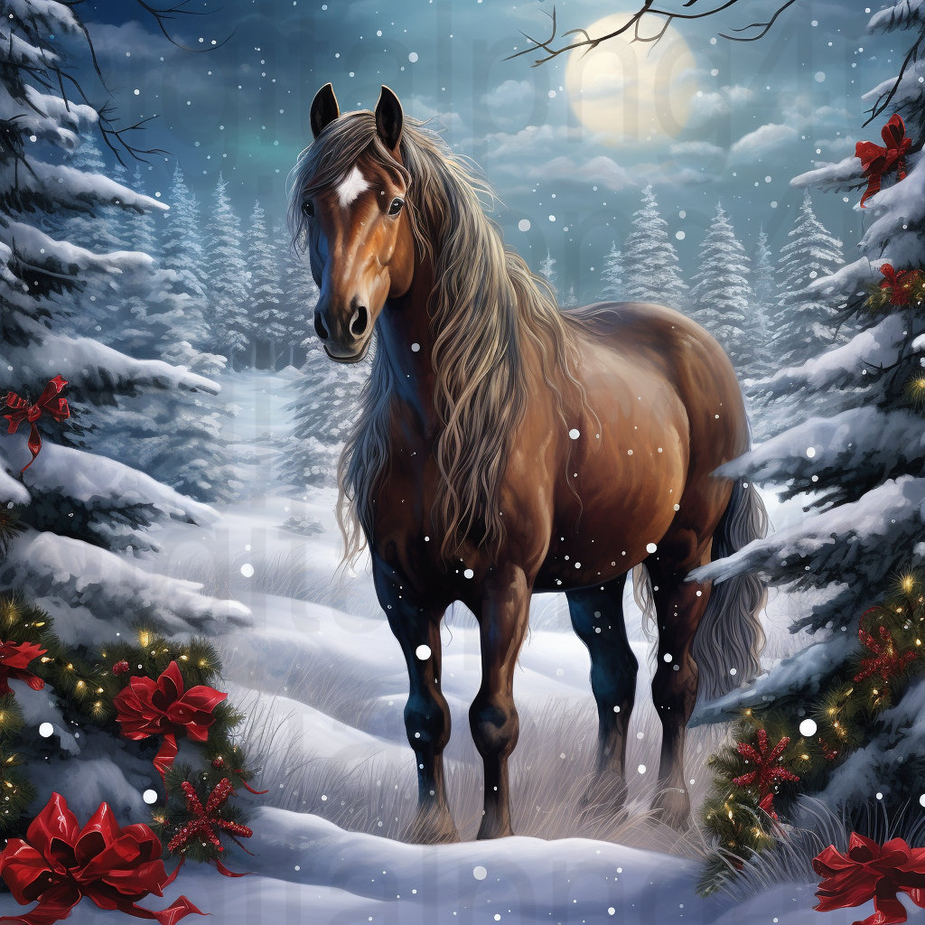 Horse Winter Christmas Png Sublimation Digital Design Download Wreath ...