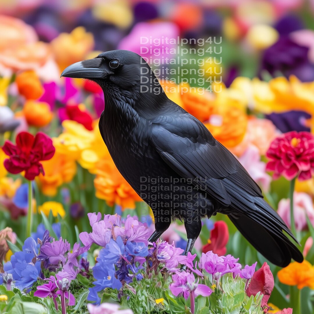 Crow Bird Spring PNG Sublimation Digital Design Download Wreath Sign ...