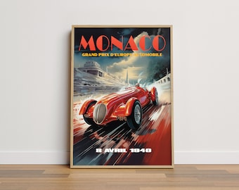 Monaco Grand Prix 1940 Vintage Race Car Poster (Digital Download)
