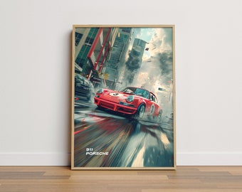 Vintage Porsche 911 Poster: Instant Download Art (PDF)