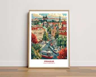 Prague Travel Poster: Retro Czech Republic Art Print (Digital Download)