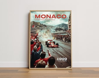 Monaco Grand Prix Print, Vintage Wall Art, Car Race Poster, 1999 Grand Prix Print, Retro Art, DIGITAL DOWNLOAD, PRINTABLE Art Large Wall Art