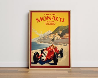 Monaco Grand Prix Print, Vintage Wall Art, Car Race Poster, 1930 Grand Prix Print, Retro Art, DIGITAL DOWNLOAD, PRINTABLE Art Large Wall Art