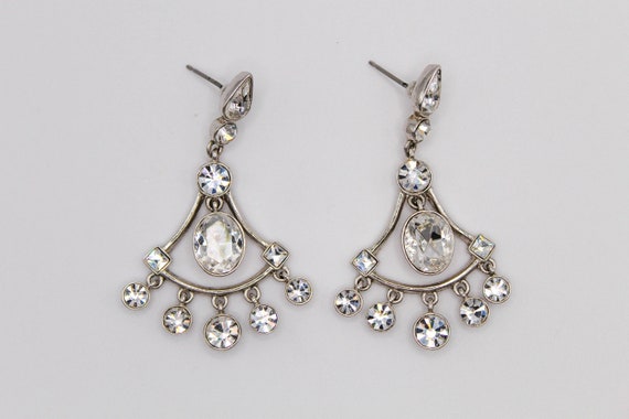 Vintage Givenchy Crystal chandelier Earrings, 198… - image 2